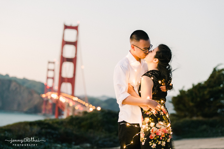 San Francisco Golden Gate Bridge Engagement Photos - Presidio Park