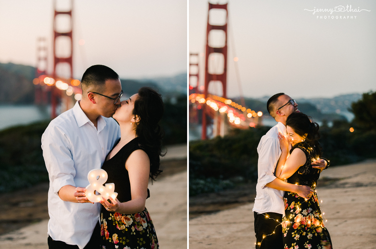 San Francisco Golden Gate Bridge Engagement Photos - Presidio Park